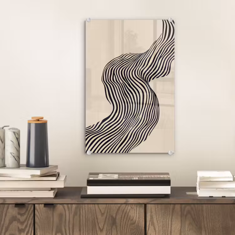 Glas schilderij - Golvend - Lijnen - Abstract - Silhouet — 2