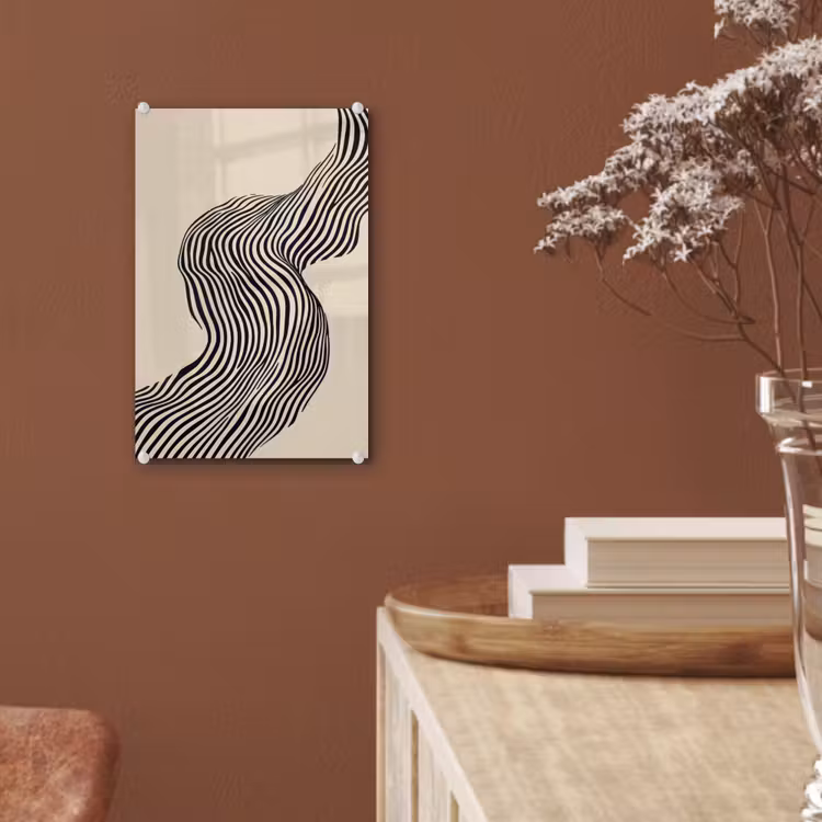 Glas schilderij - Golvend - Lijnen - Abstract - Silhouet — 6