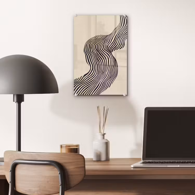 Glas schilderij - Golvend - Lijnen - Abstract - Silhouet — 7