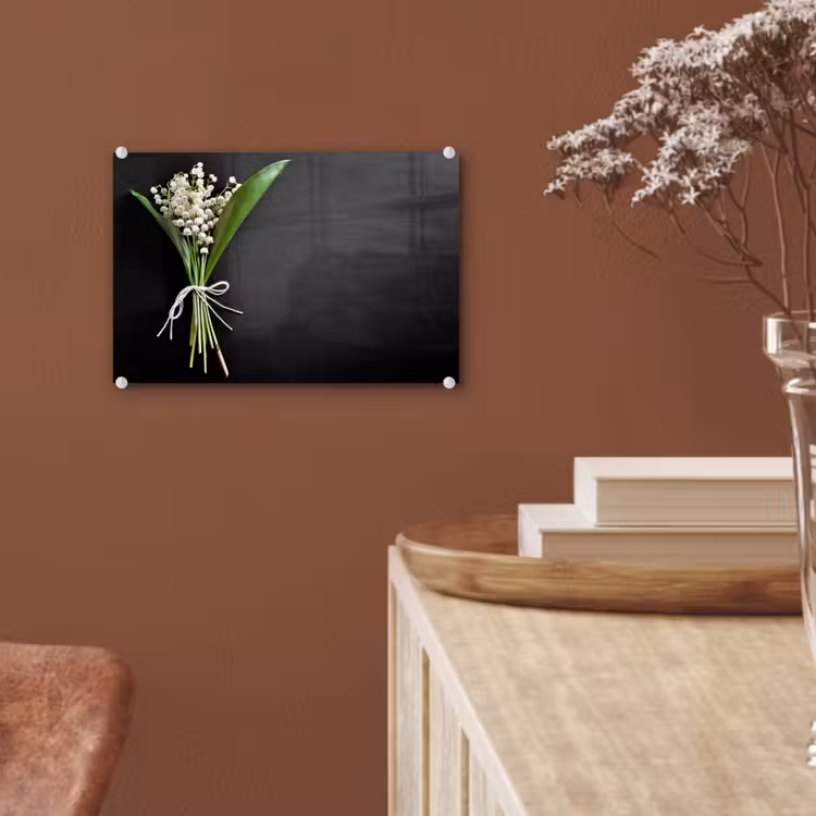 Glas schilderij - Lelietjes van dalen - Bloemen - Strik — 6