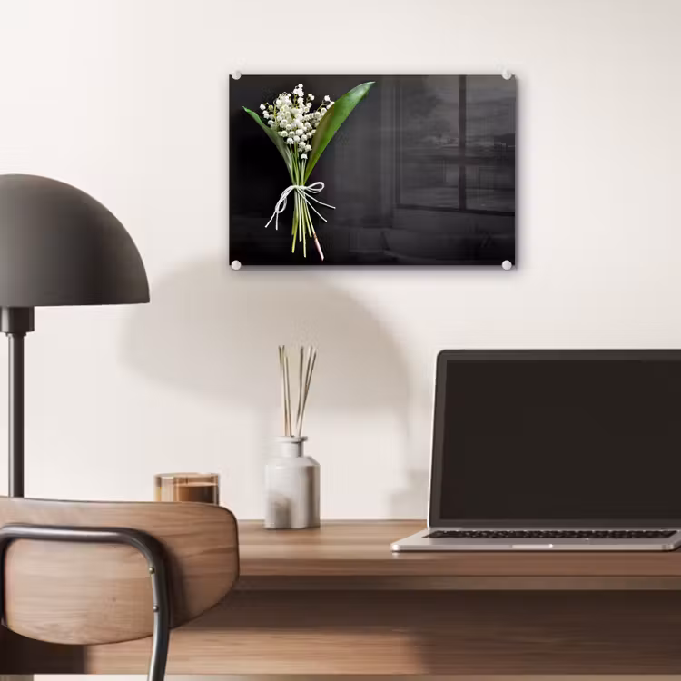 Glas schilderij - Lelietjes van dalen - Bloemen - Strik — 7