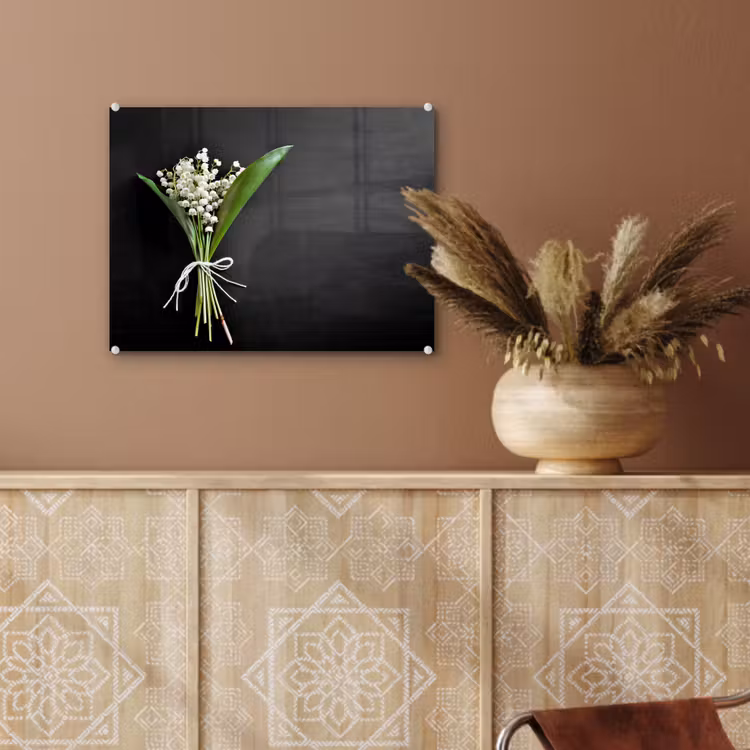 Glas schilderij - Lelietjes van dalen - Bloemen - Strik - Flora — 6