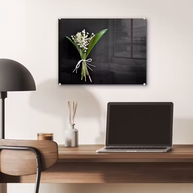 Glas schilderij - Lelietjes van dalen - Bloemen - Strik - Flora — 7
