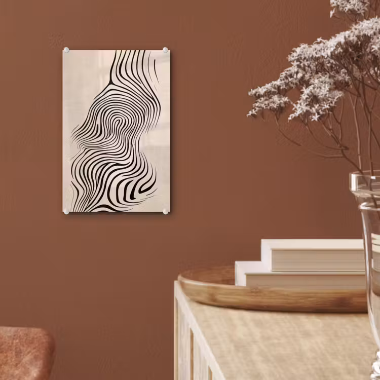 Glas schilderij - Lijnen - Abstract - Golvend - Zwart — 6