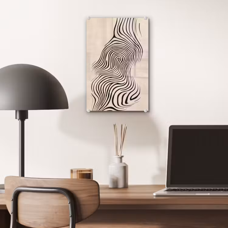 Glas schilderij - Lijnen - Abstract - Golvend - Zwart — 7