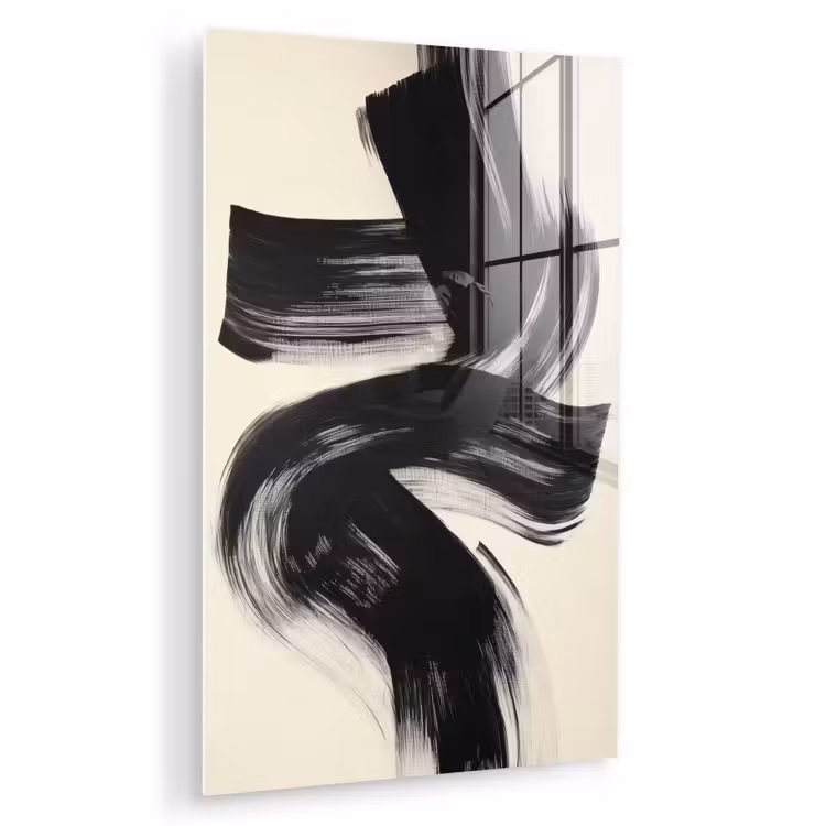 Glas schilderij - Strepen - Zwart - Abstract — 1