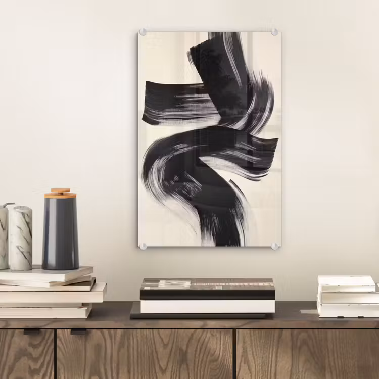 Glas schilderij - Strepen - Zwart - Abstract — 2