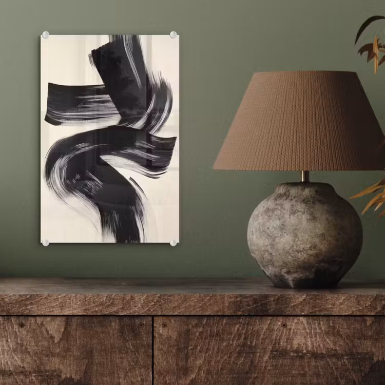 Glas schilderij - Strepen - Zwart - Abstract — 4