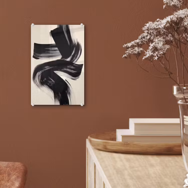 Glas schilderij - Strepen - Zwart - Abstract — 6