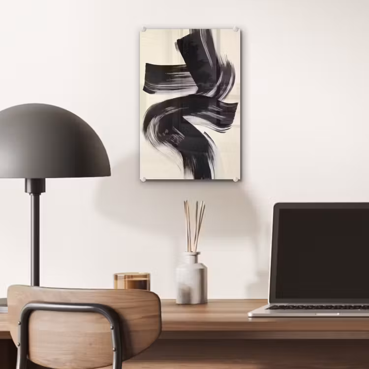 Glas schilderij - Strepen - Zwart - Abstract — 7