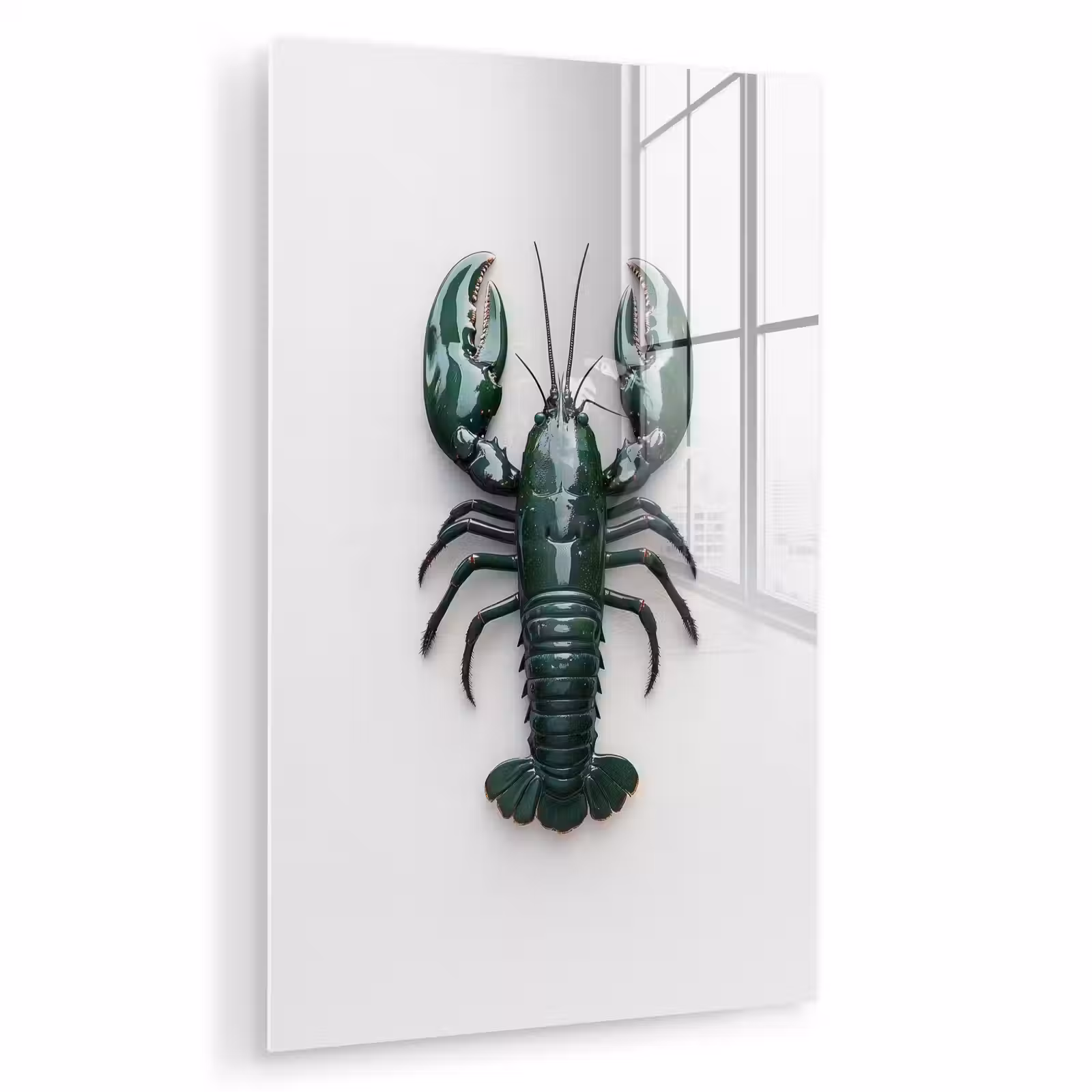 Glas schilderij - Kreeft - Glossier - Groen - Wit — 1