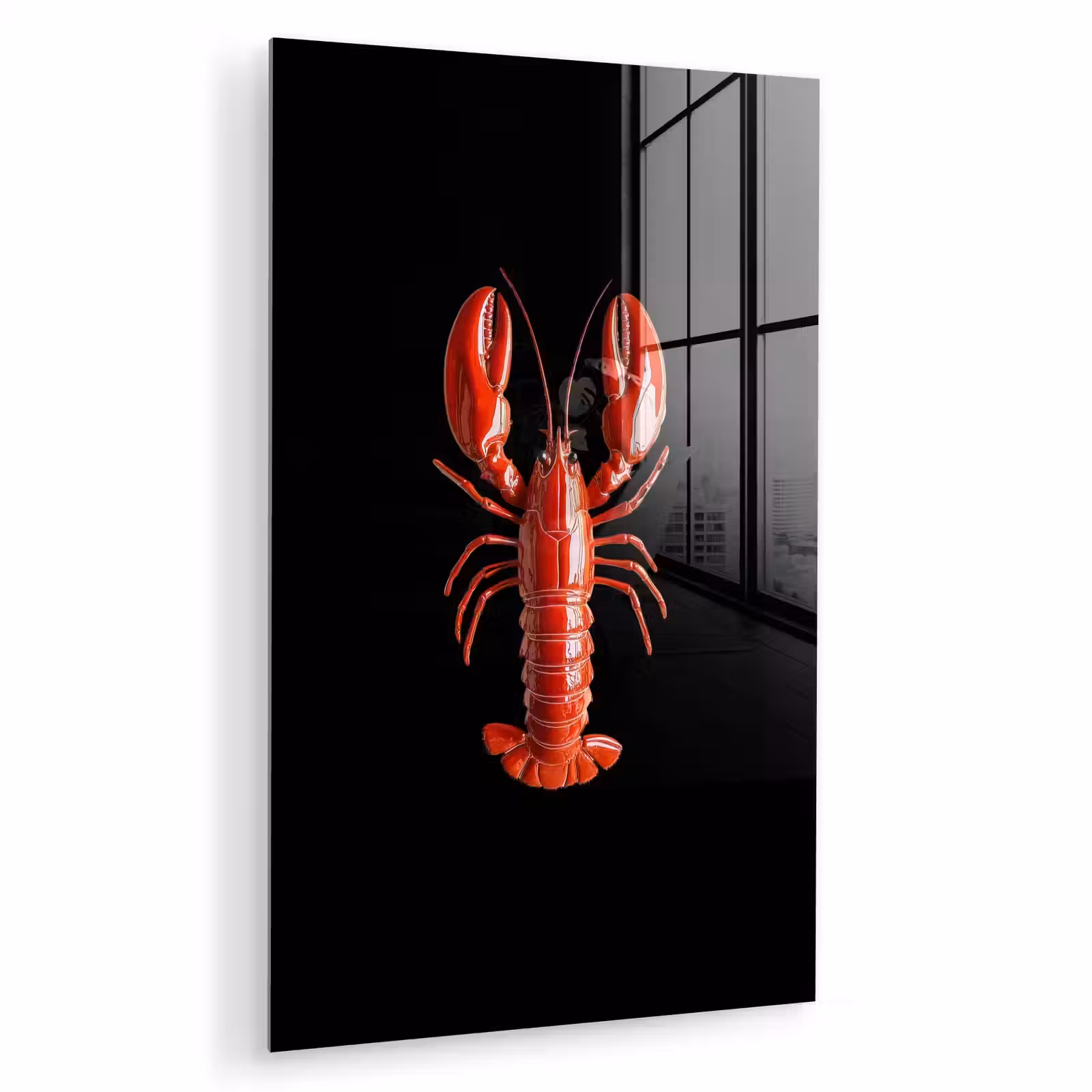 Glas schilderij - Kreeft - Glossier Rood - Zwart — 1