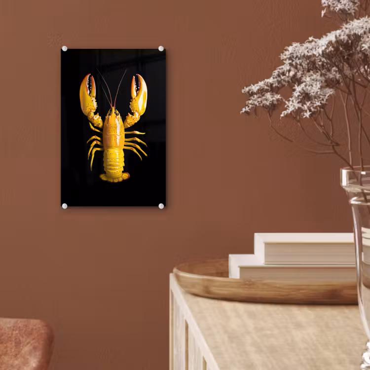 Glas schilderij - Kreeft - Geel - Stippen - Effen — 6
