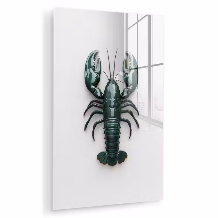 Glas schilderij - Kreeft - Glossier - Groen - Wit — 1