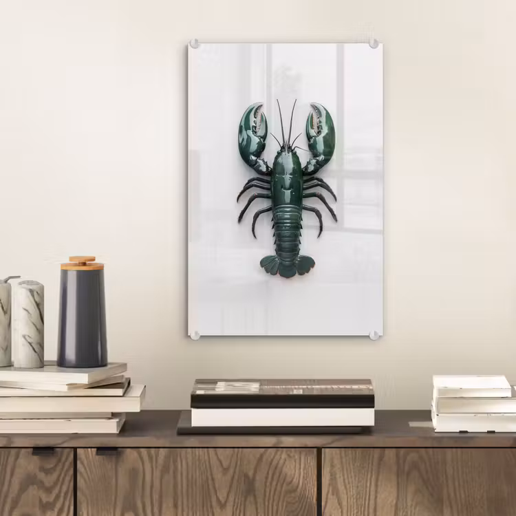 Glas schilderij - Kreeft - Glossier - Groen - Wit — 2