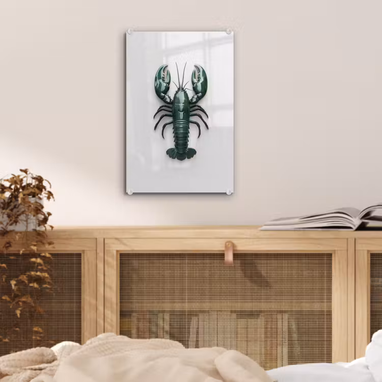 Glas schilderij - Kreeft - Glossier - Groen - Wit — 5