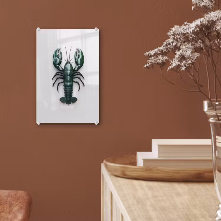 Glas schilderij - Kreeft - Glossier - Groen - Wit — 6