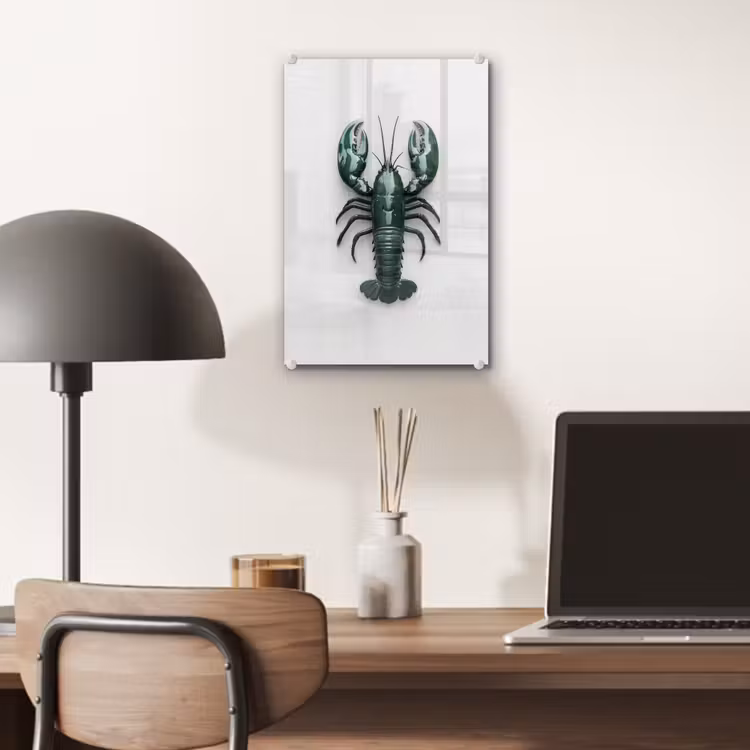 Glas schilderij - Kreeft - Glossier - Groen - Wit — 7