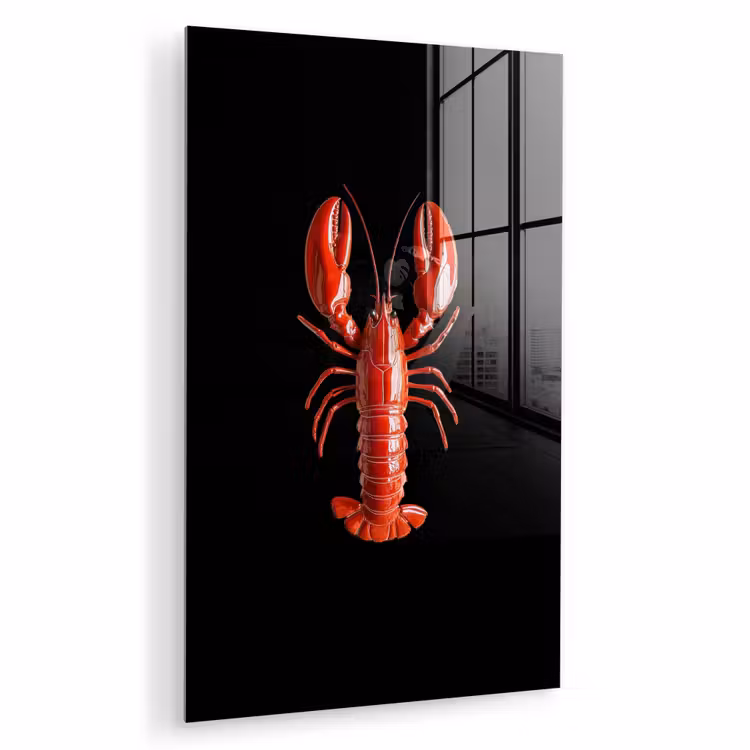 Glas schilderij - Kreeft - Glossier Rood - Zwart — 1