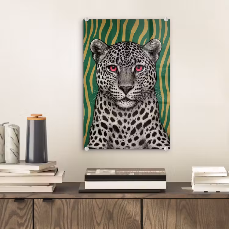 Glas schilderij - Panter - Zebrapatroon - Groen — 2