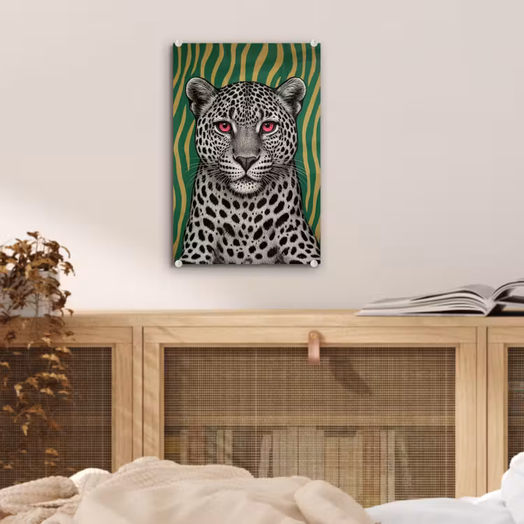 Glas schilderij - Panter - Zebrapatroon - Groen — 5