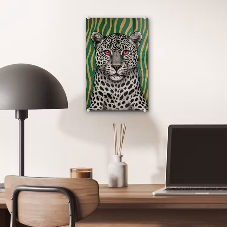 Glas schilderij - Panter - Zebrapatroon - Groen — 7