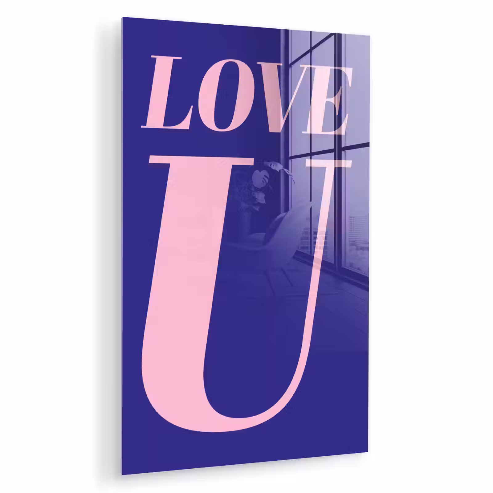 Glas schilderij - Love - Blauw - Valentijn — 1