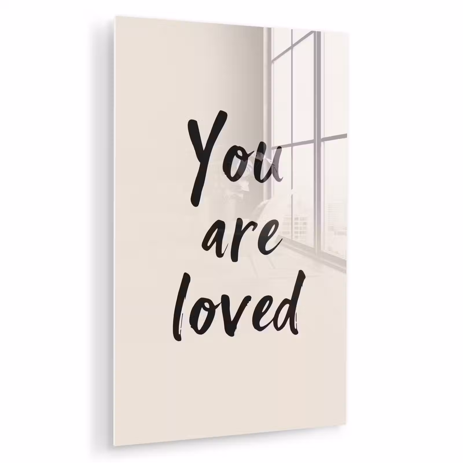 Glas schilderij - Minimalistisch - Beige - Love — 1