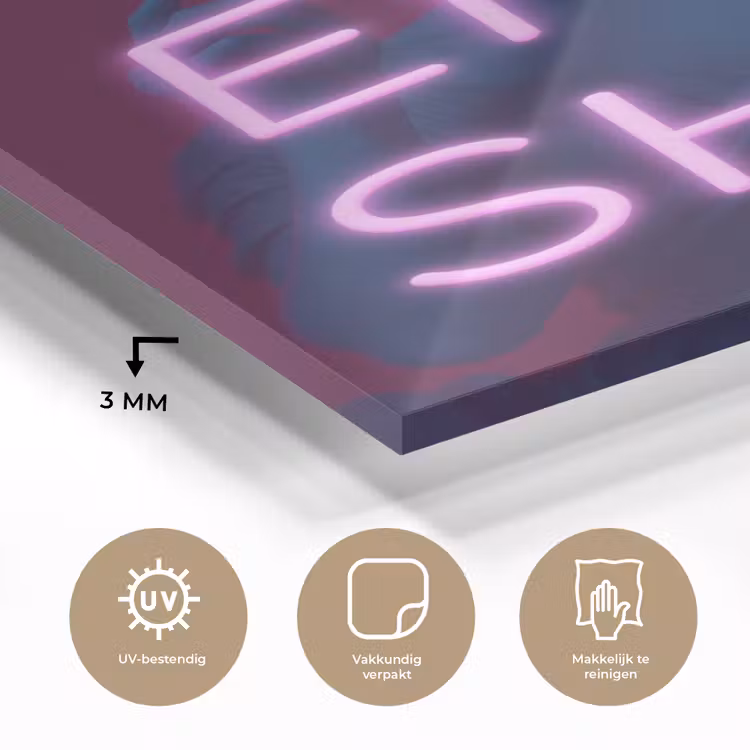 Glas schilderij - Buste - Neon - LED - Letters — 3