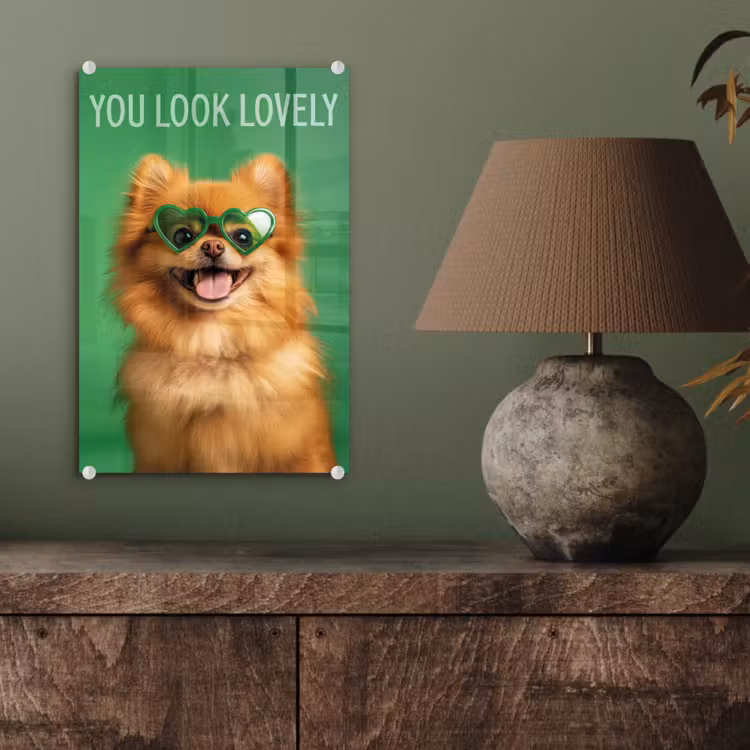 Glas schilderij - Hond - Zonnebril - Valentijn - Love — 4