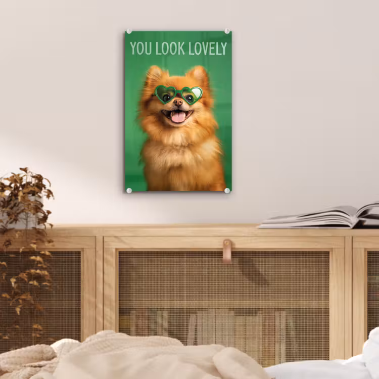 Glas schilderij - Hond - Zonnebril - Valentijn - Love — 5