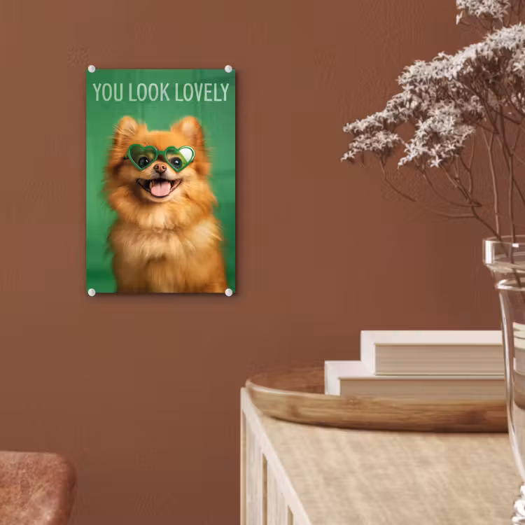 Glas schilderij - Hond - Zonnebril - Valentijn - Love — 6