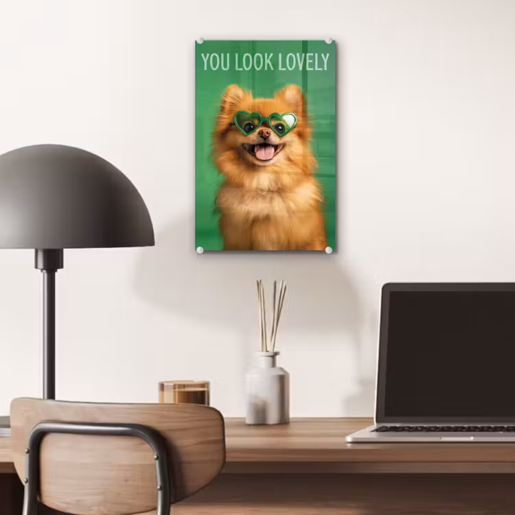 Glas schilderij - Hond - Zonnebril - Valentijn - Love — 7