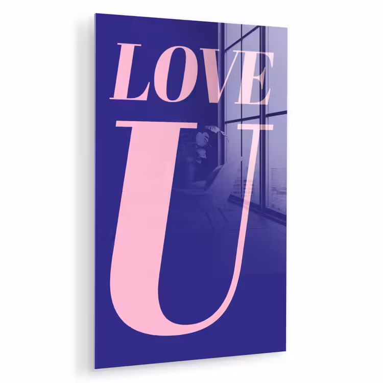 Glas schilderij - Love - Blauw - Valentijn — 1