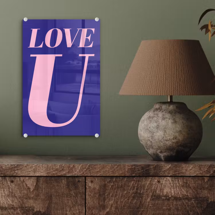 Glas schilderij - Love - Blauw - Valentijn — 4