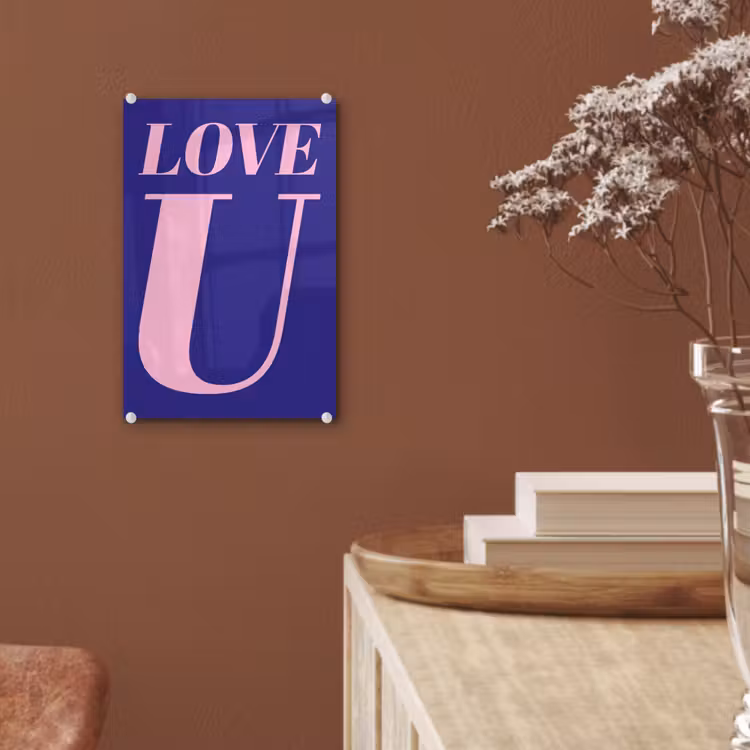 Glas schilderij - Love - Blauw - Valentijn — 6