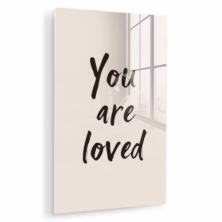 Glas schilderij - Minimalistisch - Beige - Love — 1