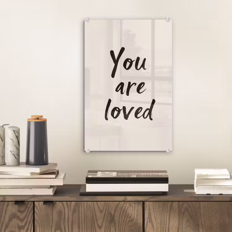 Glas schilderij - Minimalistisch - Beige - Love — 2