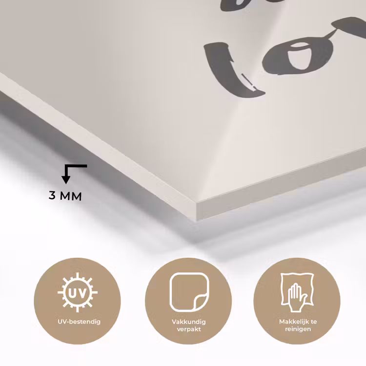 Glas schilderij - Minimalistisch - Beige - Love — 3