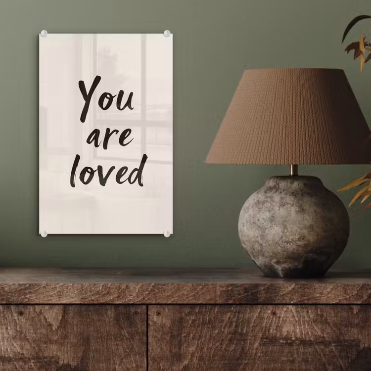 Glas schilderij - Minimalistisch - Beige - Love — 4
