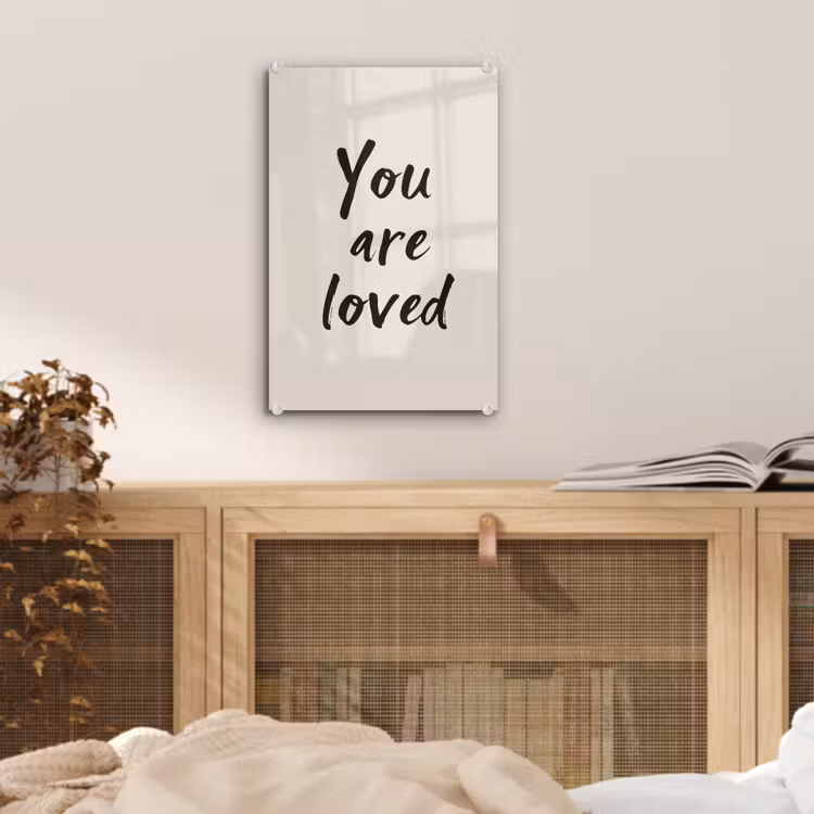 Glas schilderij - Minimalistisch - Beige - Love — 5