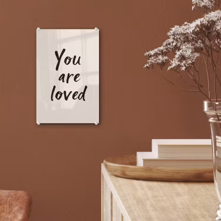 Glas schilderij - Minimalistisch - Beige - Love — 6