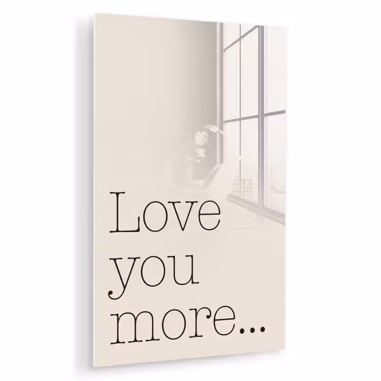 Glas schilderij - Minimalistisch - Love - Beige — 1