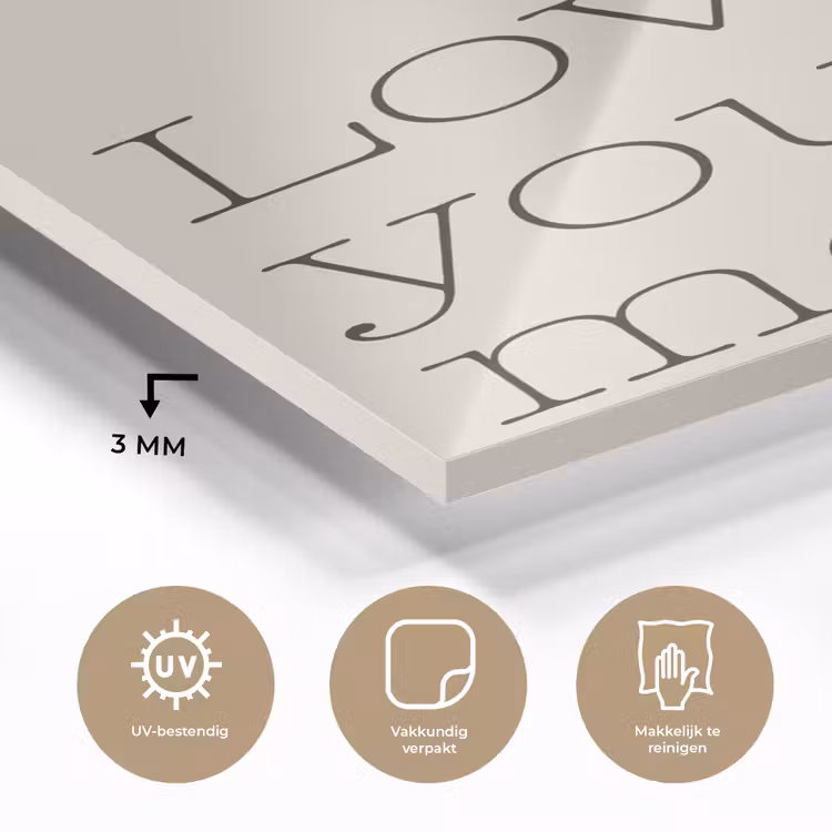 Glas schilderij - Minimalistisch - Love - Beige — 3