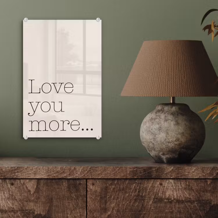 Glas schilderij - Minimalistisch - Love - Beige — 4