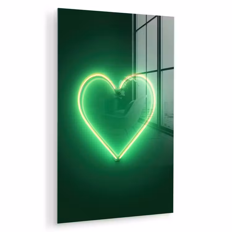 Glas schilderij - Neon - Groen - Licht — 1