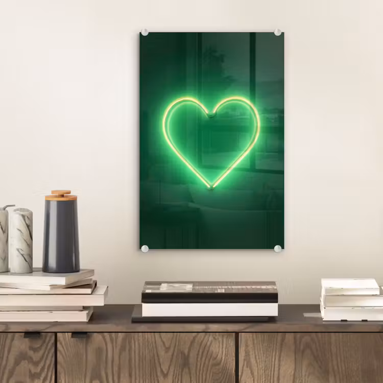 Glas schilderij - Neon - Groen - Licht — 2