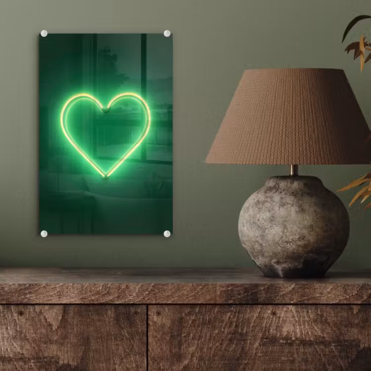 Glas schilderij - Neon - Groen - Licht — 4