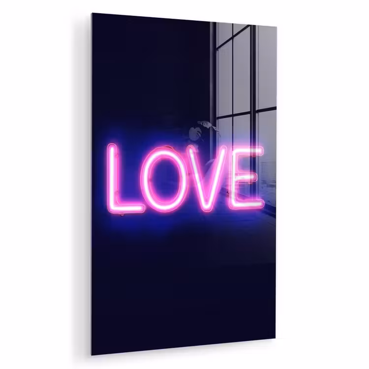 Glas schilderij - Neon - Love - Valentijn — 1