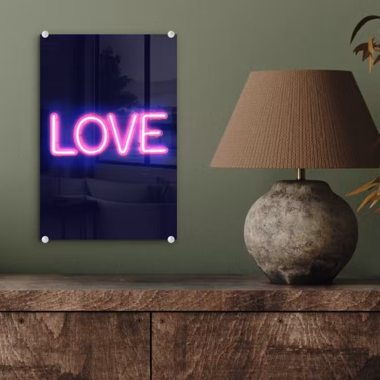 Glas schilderij - Neon - Love - Valentijn — 4